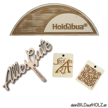 Lade das Bild in den Galerie-Viewer, Dein Schild - Logo - QR Code auf Holz