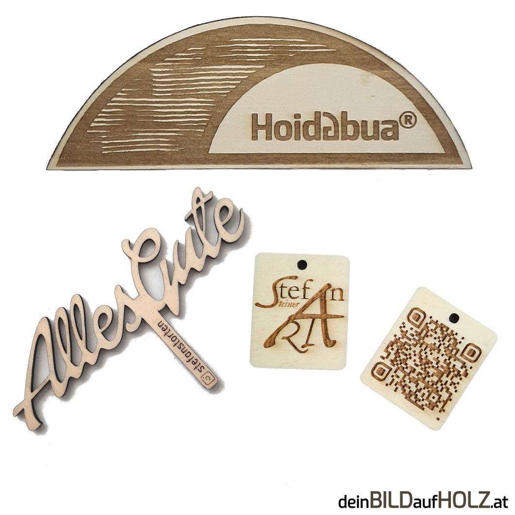 Dein Schild - Logo - QR Code auf Holz
